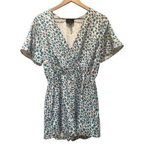 Heyson Romper Small Teal Dotted Short Sleeve Shorts V Neck Snap Summer‎ Casual